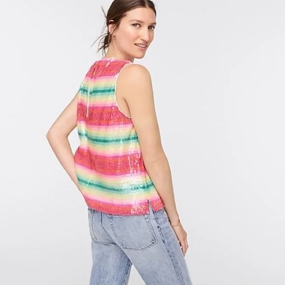 J. Crew Sequin Stripe Tank Top Size Small - Picture 4 of 11